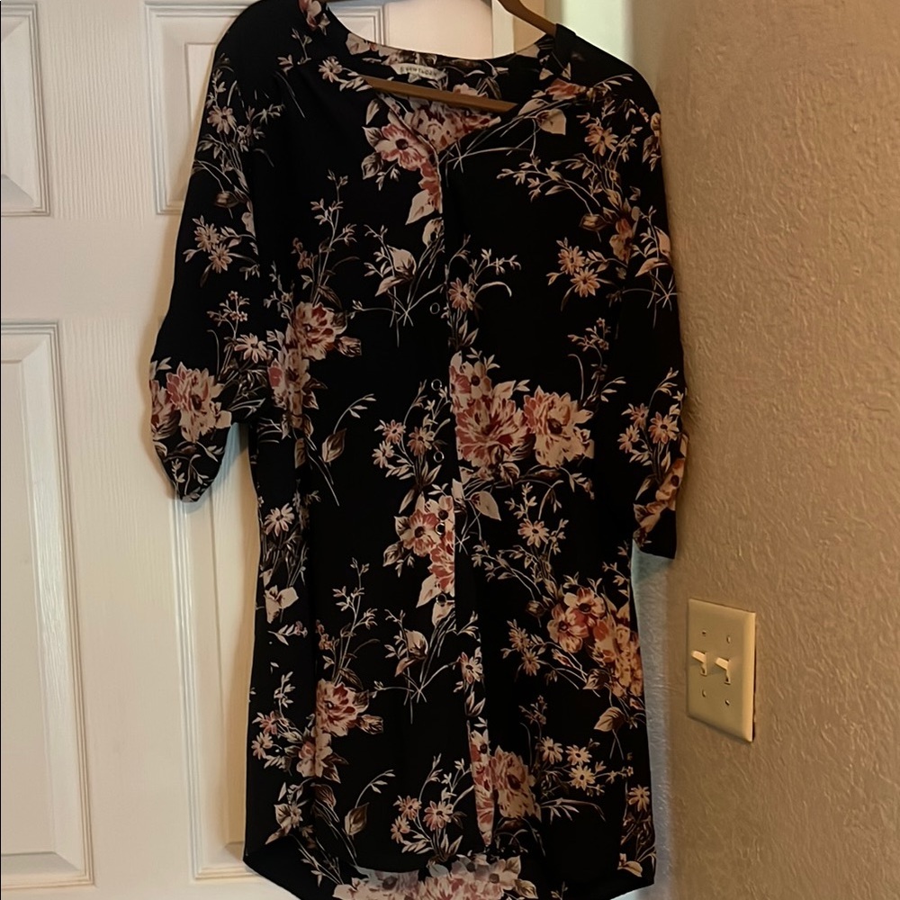 41 Hawthorn Pink Gold Midi Dress with Bishop Sleeves